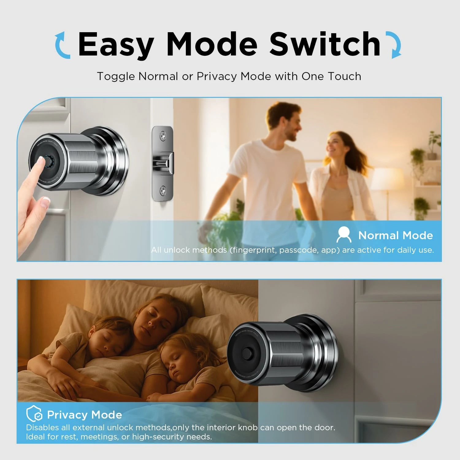 TCL K1 Smart Fingerprint Door Knob Secure Biometric Lock with App Control and Keyless Entry for Home Office and Garage