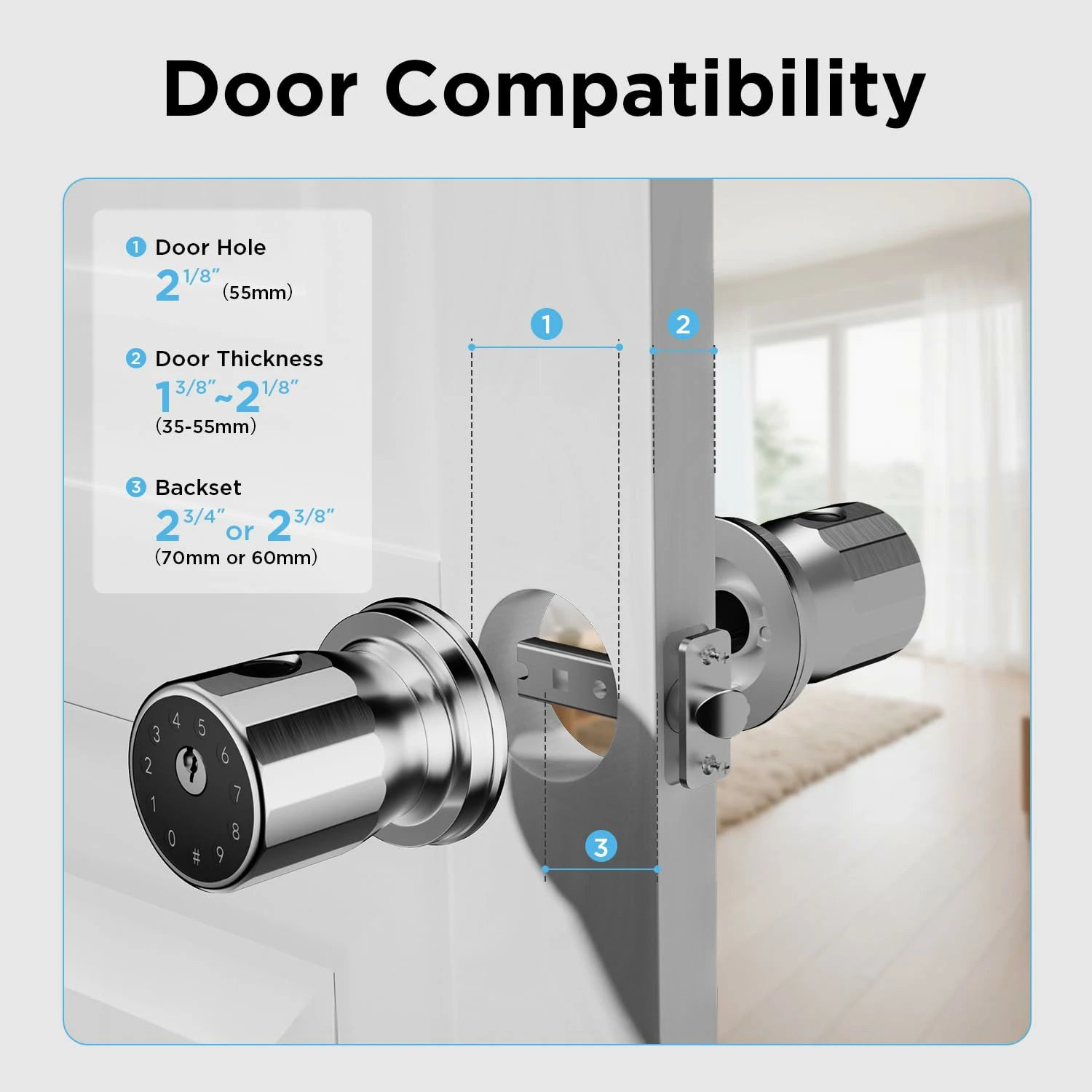 TCL K1 Smart Fingerprint Door Knob Secure Biometric Lock with App Control and Keyless Entry for Home Office and Garage