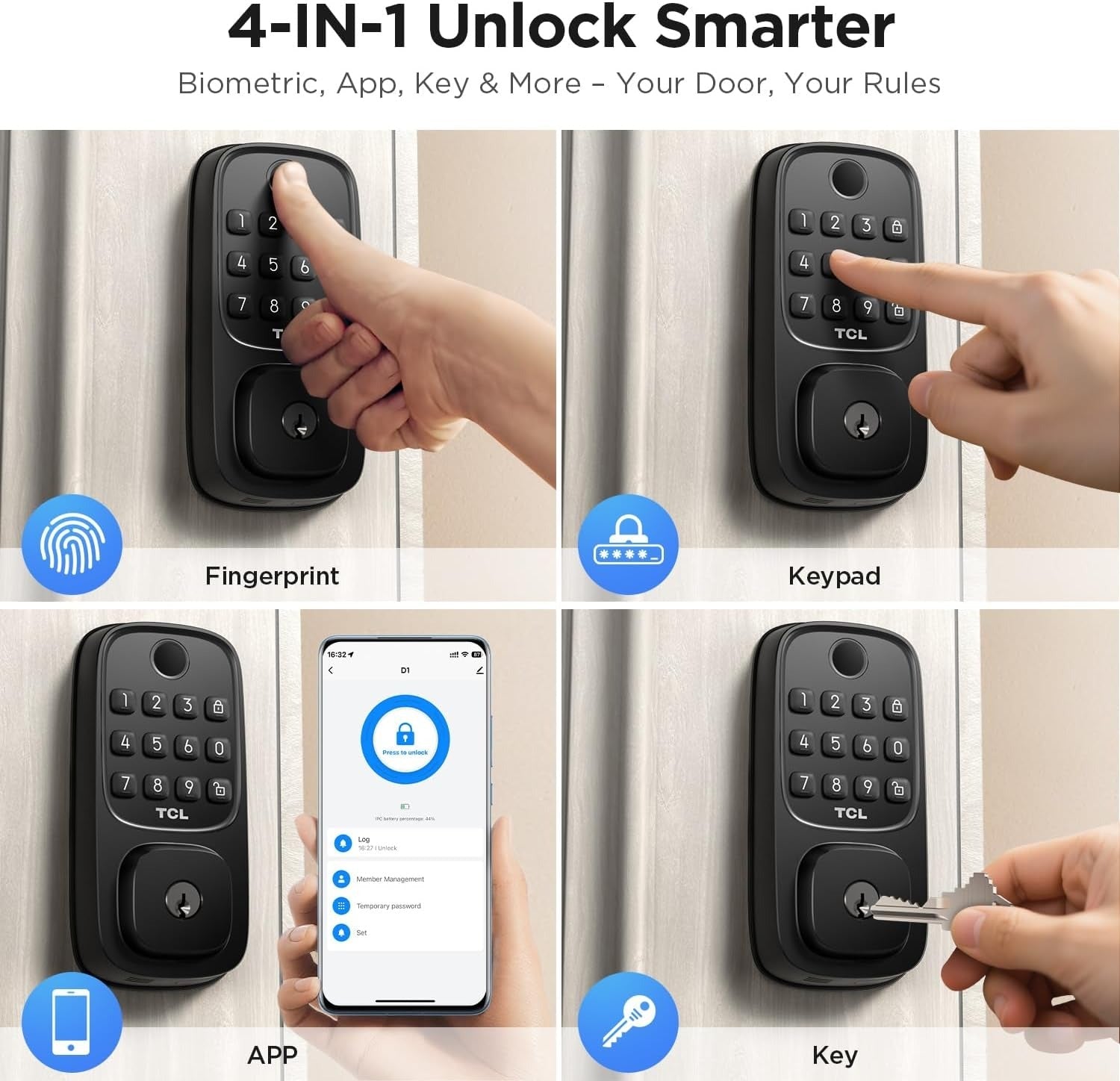 TCL D1 Fingerprint Digital Smart Door Lock with KeypadTCL
